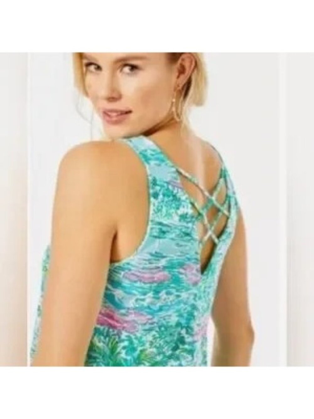LILLY PULITZER Kristen Tank Top Gustavia Gre Sunshine City Multi Size XL